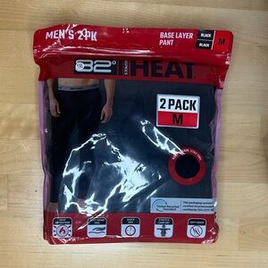 32 Degrees Heat Base Layer Pants Medium Mens Thermal Long John Black 2 Pack NWT